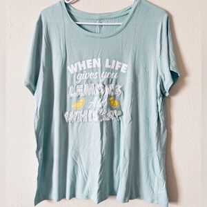 Cato Light Blue Graphic Tee with Lemon Design
